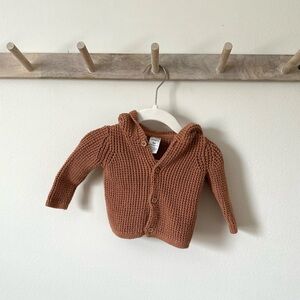 Carter’s 100% Cotton Brown Knit Baby Cardigan Size 3 Months